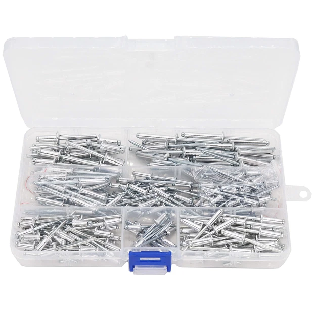 [7 Sizes] Aluminum Blind Rivets, Pop Rivets Assortment Kit, 200pcs, Sil