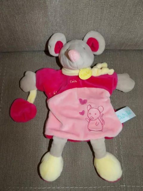 Doudou Marionnette Babynat Sours Grise Rose Il Etait Une Fois BN0284