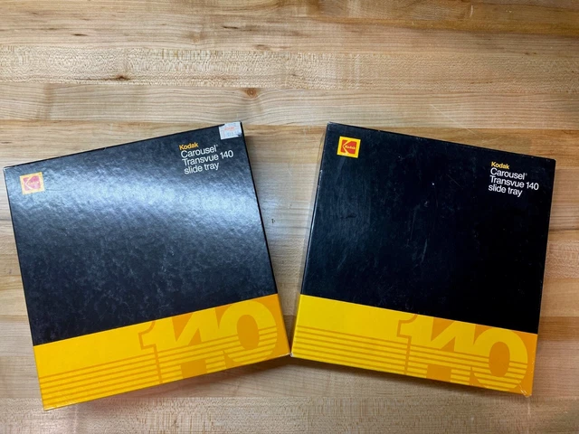 Lote de 2 bandejas deslizantes vintage Kodak Carousel Transvue 140 en cajas originales B140T