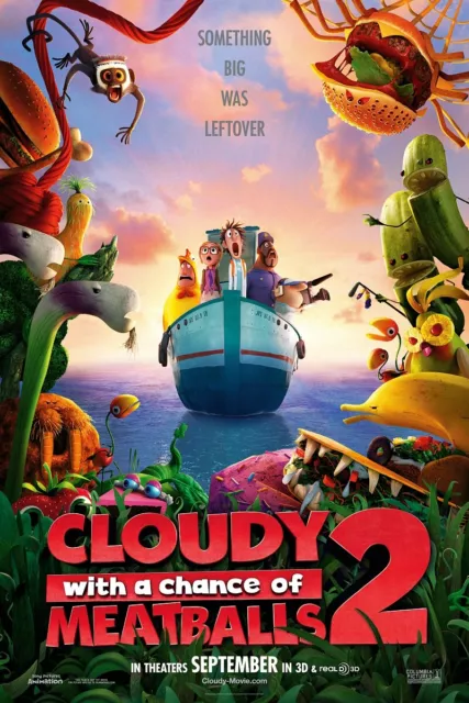 Cloudy with a Chance of Meatballs 2 Movie Poster 48x32" 2013 Cartoon Silk Print