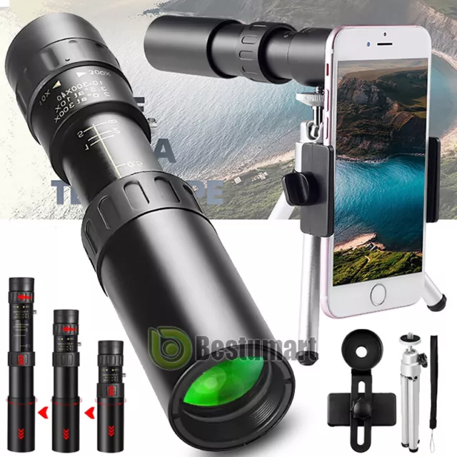 10-300X40mm Monocular Cell Phone Camera Telephoto Lens+Tripod For Android iPhone