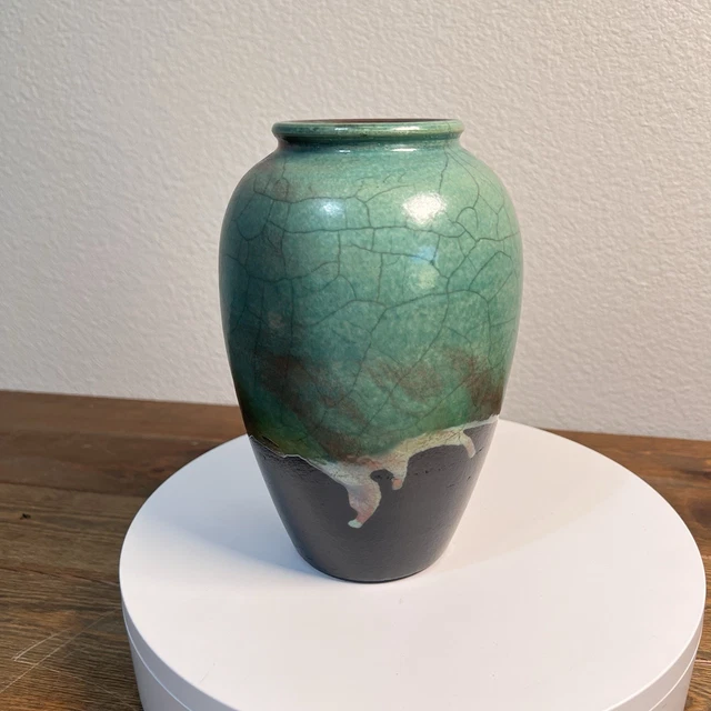 工芸品 raku 工芸品 raku Vintage Raku Studio Art Pottery Vase Iridescent