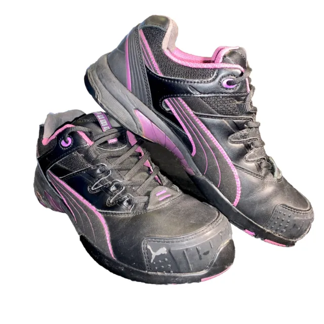 Puma Shoes Women’s Size 9 Black Purple Leather Upper Steel Cap Safety Stepper