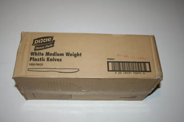 Dixie Plastic Cutlery Mediumweight Knives White 1000/Carton PKM21