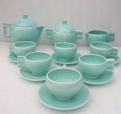 Robj Service à thé ART DECO en faïence motif fleuri de Villeroy Boch ROBJ 1920-1930 