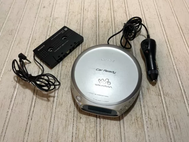 Sony Walkman Portable CD Player D-EJ368CK Car Ready w/Cassette & Power Adapters