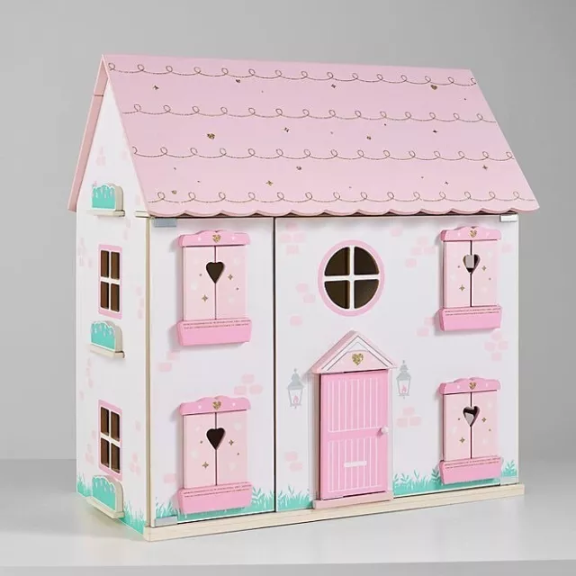 Kids Large Pink Wooden Dolls House Play age 3+ BRAND NEW