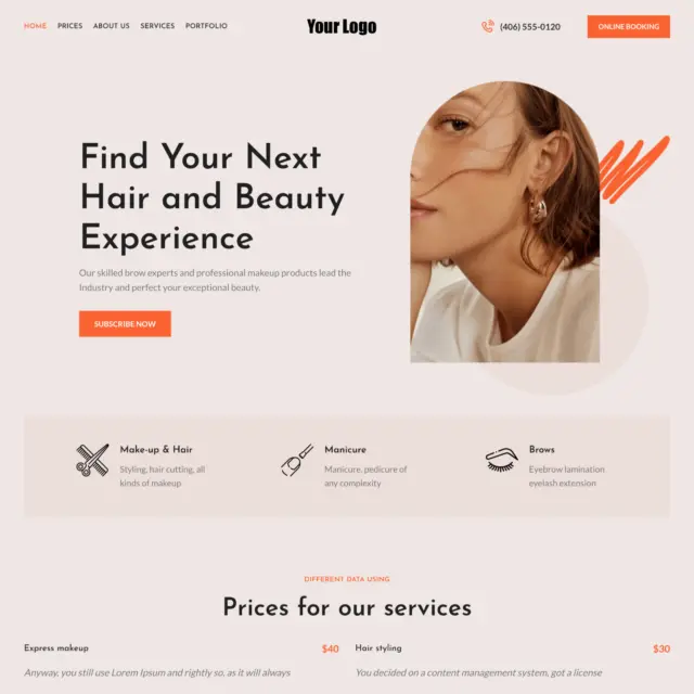 Professional Beauty Services Web Design with Free 5GB VPS Web Hosting