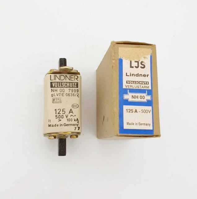 3x LINDNER NH00 125A 500V Vollschutz Sicherung VERLUSTARM LJS - 7999