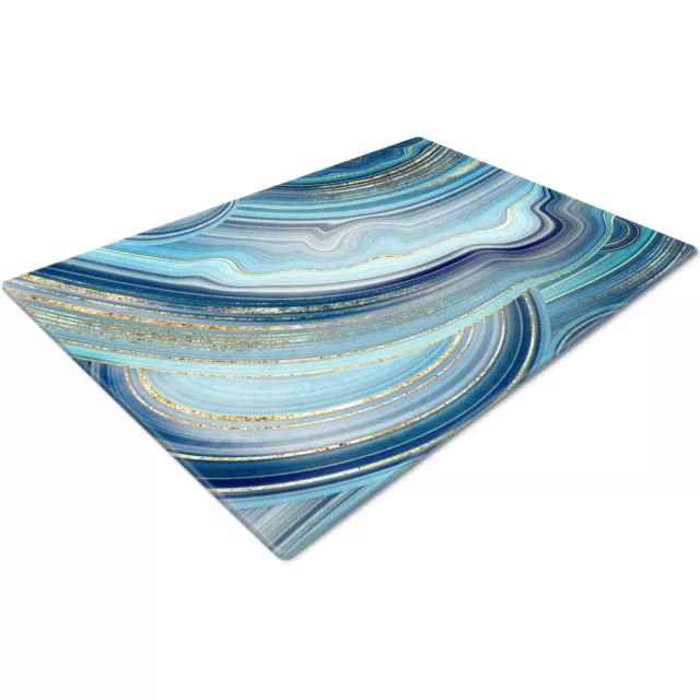 Glass Chopping Cutting Cutting Board Work Top Saver Large Teal Blue Gold