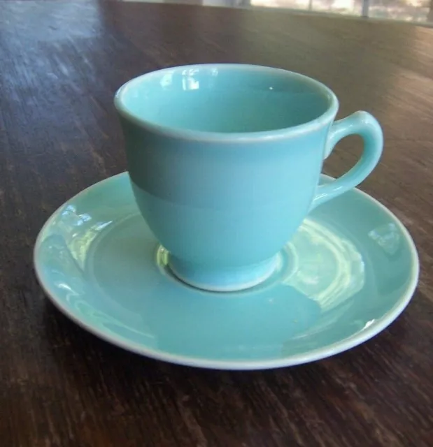 Vintage TS&T Lu-Ray Pastels Green Footed Demitasse Cup & Saucer Set