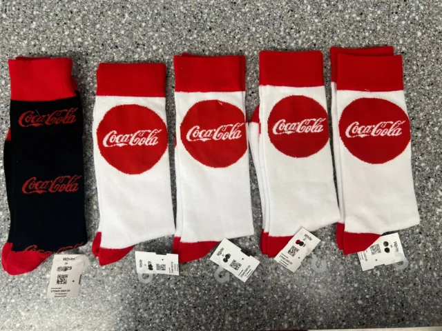 WOW! Coca Cola Dress Socks 5 Pairs COKE & FAST FREE SHIP!