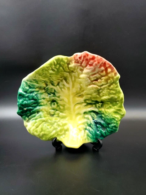 Italian Majolica Pottery Multi Coloured Cabbage Leaf Bowl Hand Painted