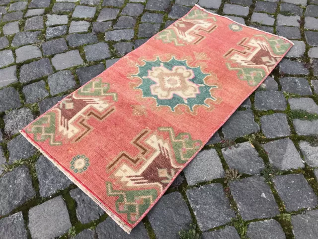 Oushak Kilim Rug, Bath Mat Rug, Turkish Vintage Rug, Home Decor Rug,1,5 x 2,9 ft