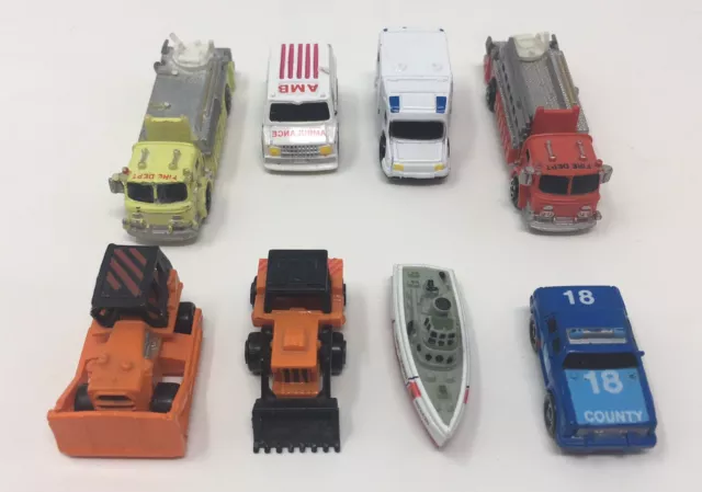 8 MICRO MACHINES Emergency Construction Vehicle Lot 80s Galoob Toy Vehicles