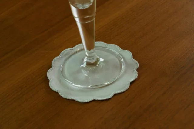 Halbleinen Grau Glasuntersetzer rund 10 cm Gastronomie Tischwäsche Home OVP 24