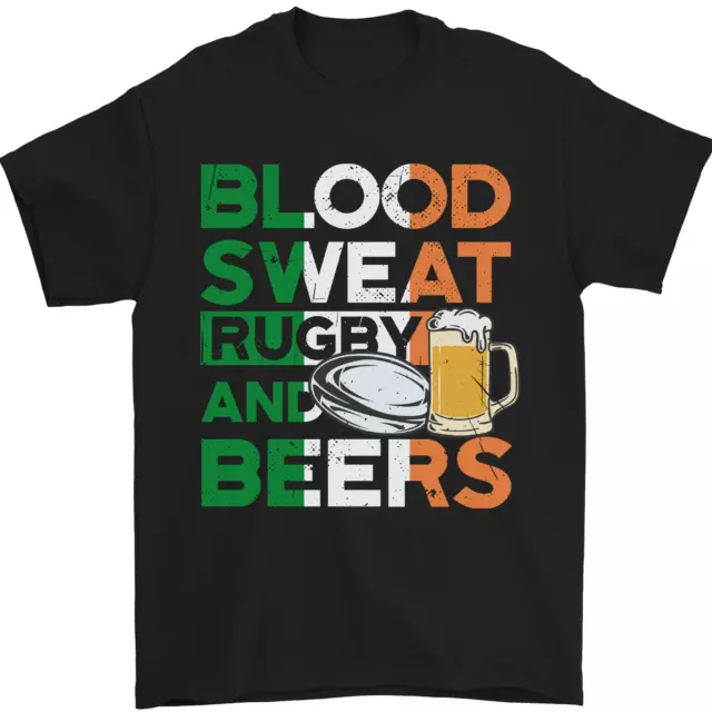 Blood Sweat Rugby and Beers Ireland Funny Mens T-Shirt 100% Cotton