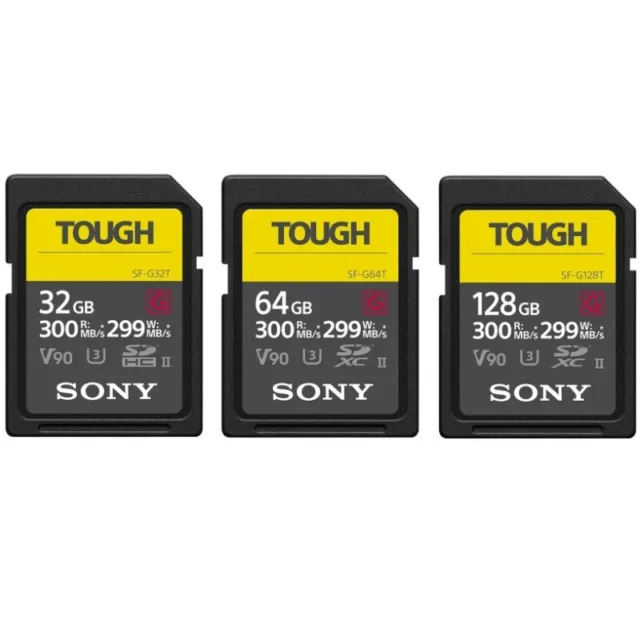 Sony SF-G TOUGH 32Go 64Go 128Go SDHC SDXC SD Cartes mémoire U3 4K UHS-II 300MB/s