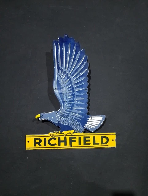 Porcelain Richfield Logo Enamel Metal Sign Size 25" x 18" Inches