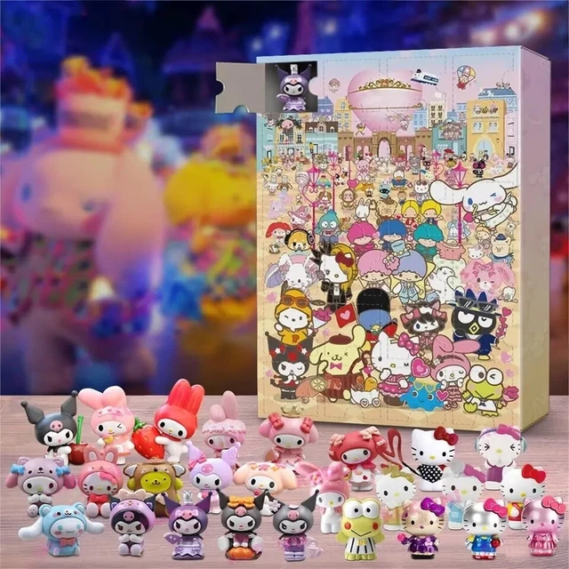 Calendrier De L'Avent KKPop 2025 - 24 Figurines Pop 3D + Accessoires - Décoration Noël - 30x25x5 Cm Violet