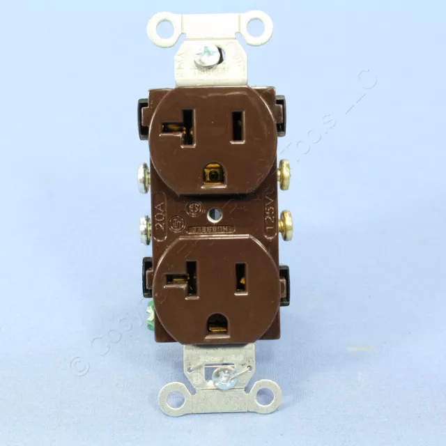 NOS Hubbell Brown Commercial Duplex Receptacle Power Outlet NEMA 5-20R 20A CR20