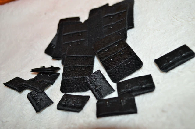 20 pares de sujetador/lencería ganchos y ojos 2x3 filas negro 30 mm de ancho