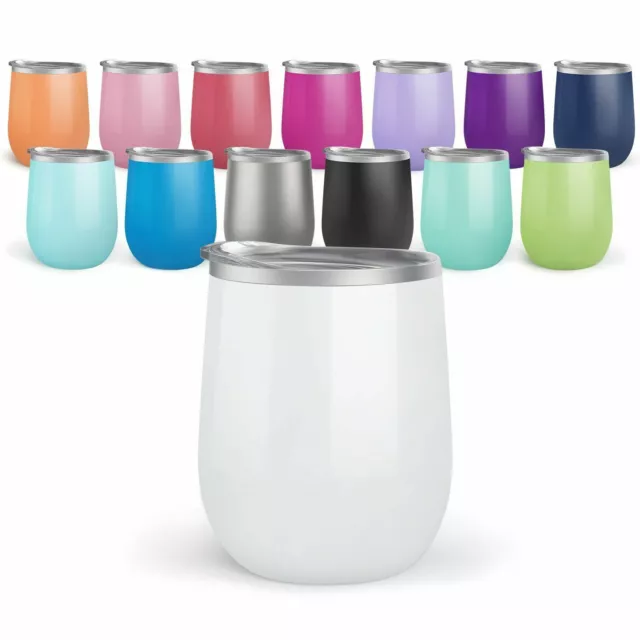 Bev Steel Stemless Wine Tumbler, 12 oz | Double Wall Vacuum Insulated
