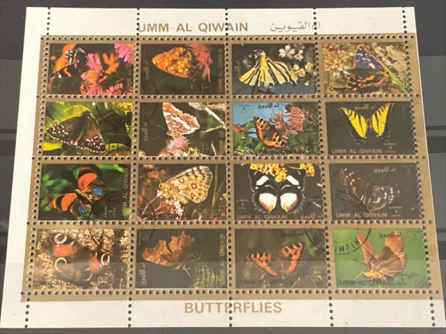 Umm al Qiwain 1972 gest.Mi.Nr. 1514/29 A Klbg. Schmetterlinge Butterflies Tiere