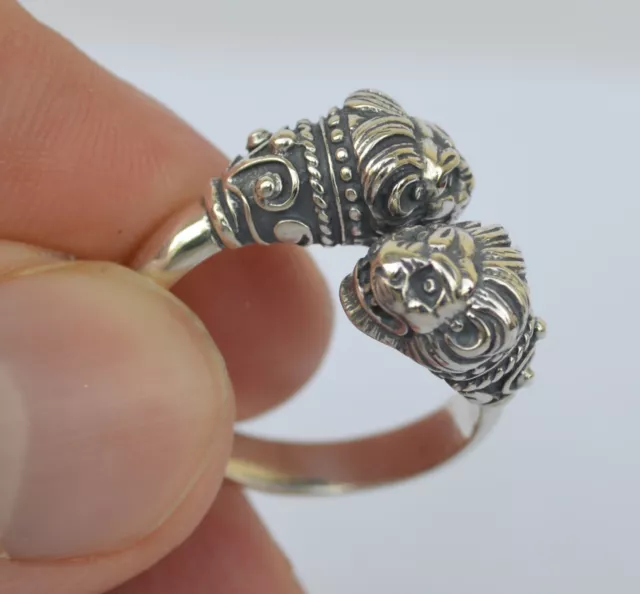 Lion Head Silver Ring Size Between Us 6 to 9 - Symbol of Strength-Ancient Greece