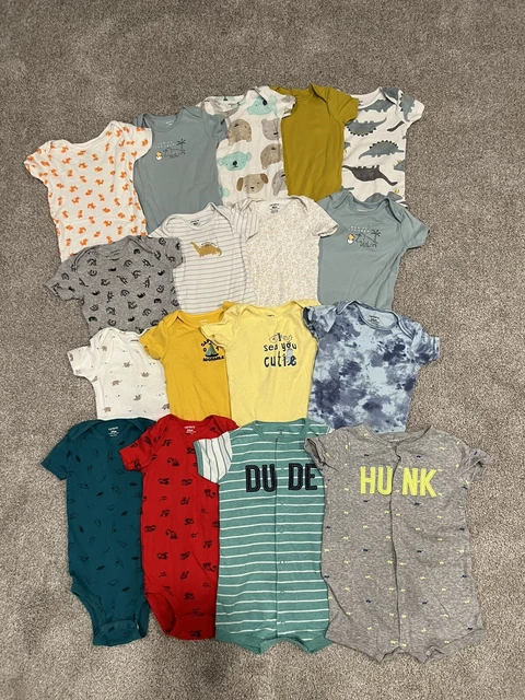 Baby Boy Carters Size 18-24 Months Bodysuits Onepiece Romper Lot Clothes 17pc