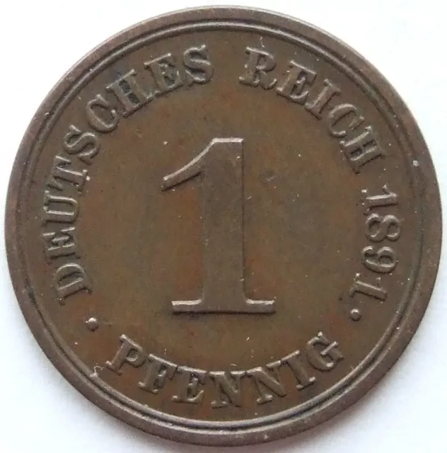 Moneta Reich Tedesco Impero Tedesco 1 Pfennig 1891 E IN