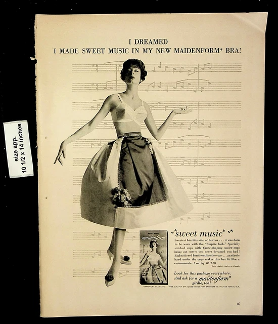 1958 MAIDENFORM SWEET Music Woman Girdle Bra Clothing Vintage Print Ad