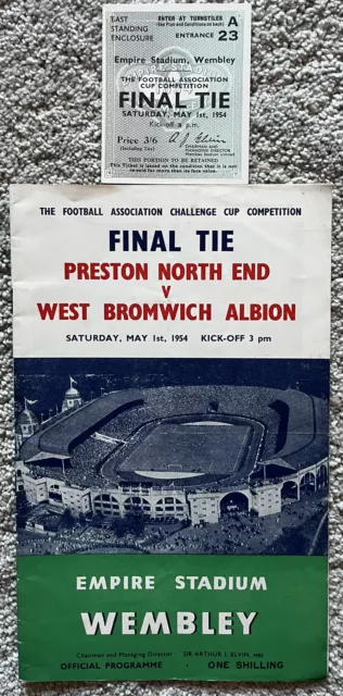 Preston North End v West Bromwich Albion FA Cup Final 1954 Programme & Ticket