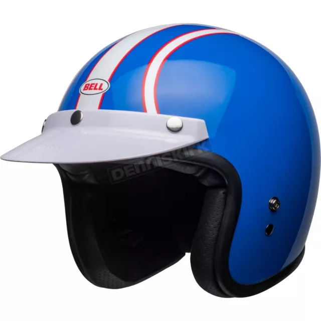 Bell Helmets Blue/White/Red Custom 500 Six Day Steve McQueen Helmet - 7148357