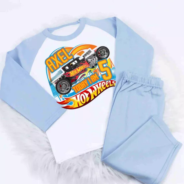 Personalised Boys girls Baby Childrens car  WHEELS    PJ loungewear pyjamas hot