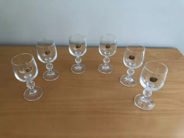 Set Of 6 Boxed Bohemia Claudia Made In Czech 90Ml Port/Sherry Crystal Glasses