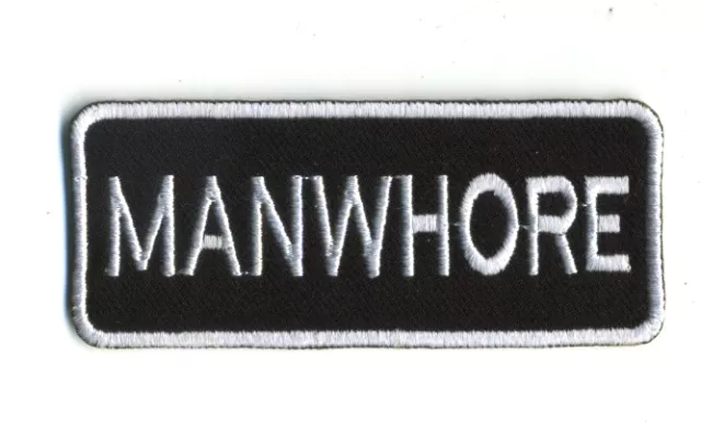 manwhore patch badge motorcycle biker novelty vest chopper MC white