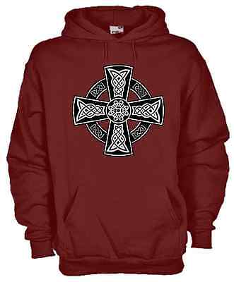 Celtic Cross Felpa KJ368 Cappuccio Hoodie Irish Croce Celtica Mandala shamrock