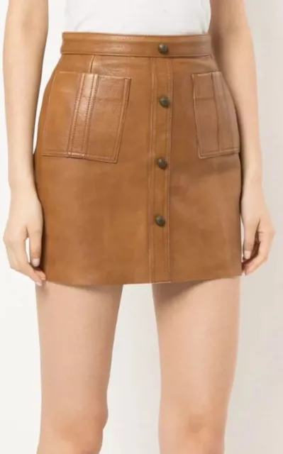 AJE SIZE 10 Shrimpton Brown Leather Skirt Mini 125.00 PicClick AU