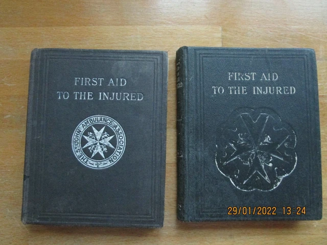 2 X WW1 ST JOHN AMBULANCE 1918 FIRST AID TO THE INJURED BOOK & 1928 £25 ...
