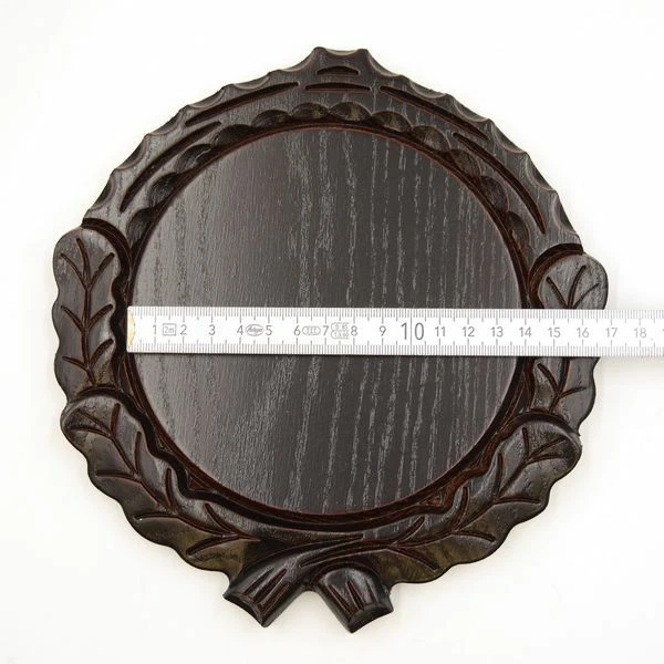 Placa de Jabalí Tallado Oscuro Af 14 CM Con 1 Pieza Hoja Roble Portada Pequeño 2