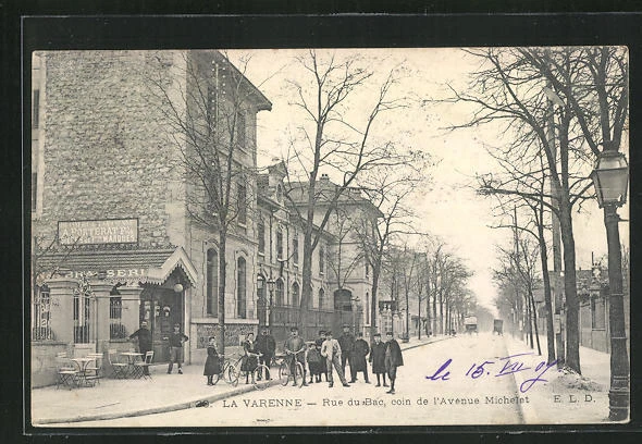 CPA La Varenne, Rue du Bac, corner of Avenue Michelet 1907