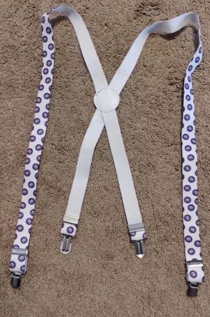 M&M's Purple Adjustable Suspenders MM Candy Colorful Costume White