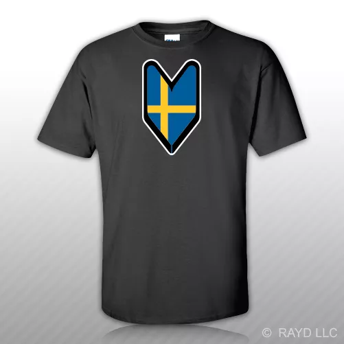 Swedish Driver Badge T-Shirt Tee Shirt Free Sticker wakaba leaf soshinoya sweden