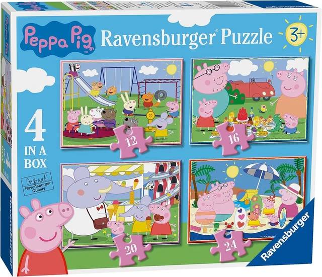 RAVENSBURGER PEPPA PIG 4 in Box (12, 16, 20, 24 Pieces) Jigsaw Puzzles ...