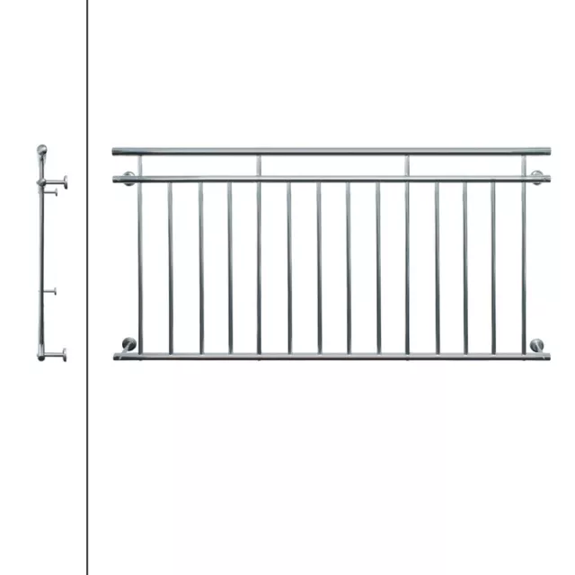 Garde-corps balcon à la française appui rambarde 184 x 90 cm en acier inoxydable 2