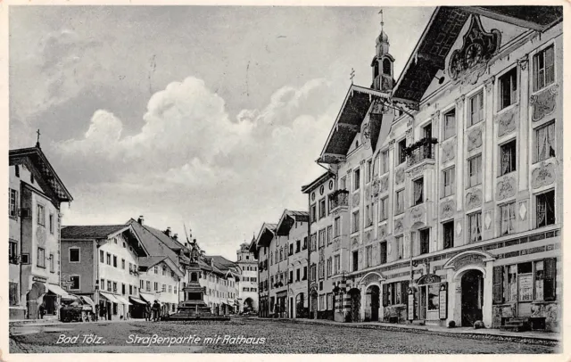 398437) AK Straßenpartie mit Rathaus Bad Tölz gelaufen 1937