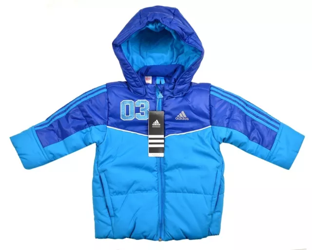 Oferta adidas Invierno Chaqueta Parka Niños Bebé Guateada Caliente Azul 74 80