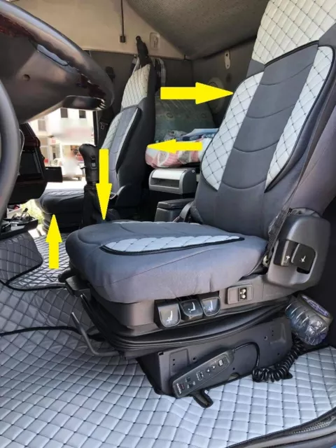 2 Piezas de Lujo Gris Cuero Eco Con Ante Fundas de Asiento para Actros E6 2016+