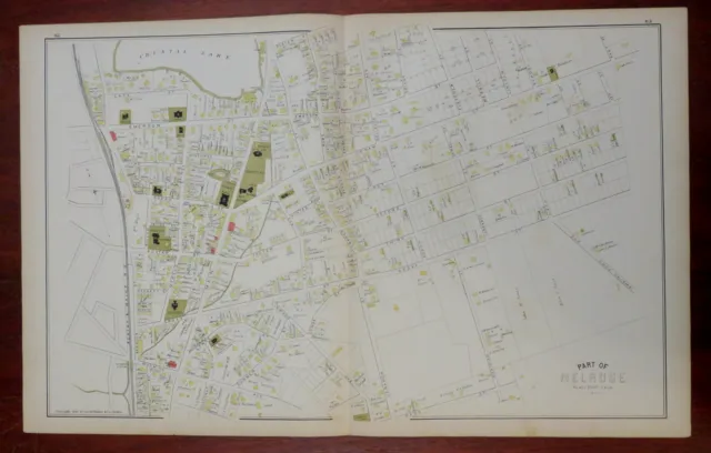 Melrose Middlesex Mass. Town Hall 1889 Walker detailed township map